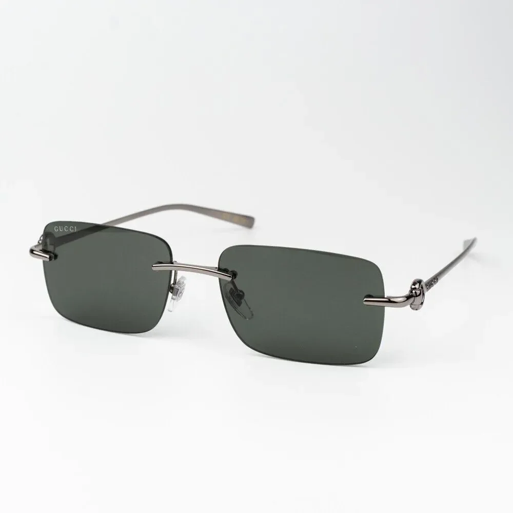Gucci Men Sunglasses Ruthenium Grey Rectangle GG1703S 001 BRAND NEW